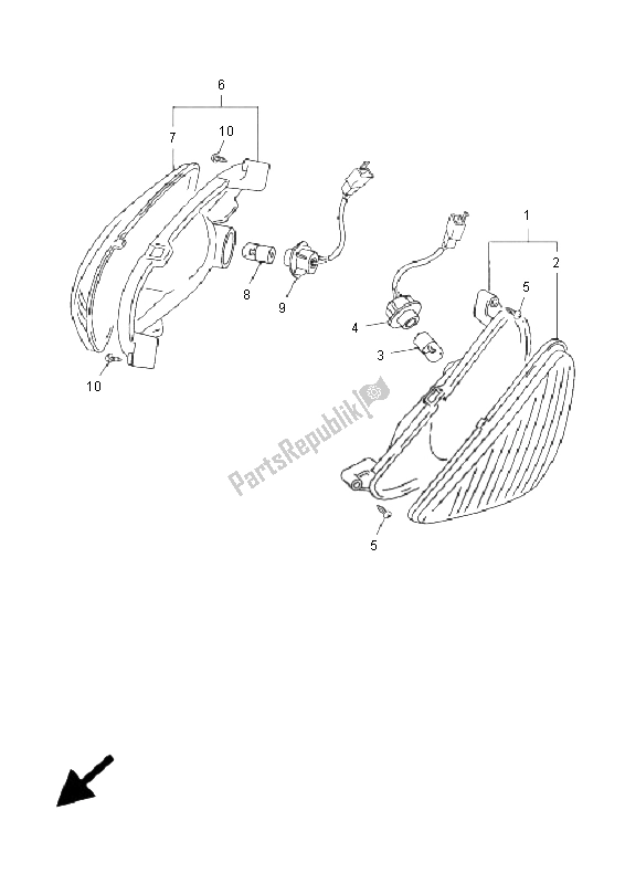 All parts for the Flasher Light of the Yamaha YN 50F 4T Neos 2009