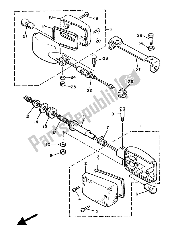 All parts for the Flasher Light of the Yamaha XJ 900 1986