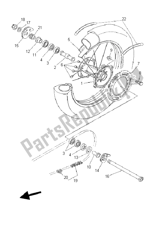 Wszystkie części do Tylne Ko? O Yamaha DT 125X 2006