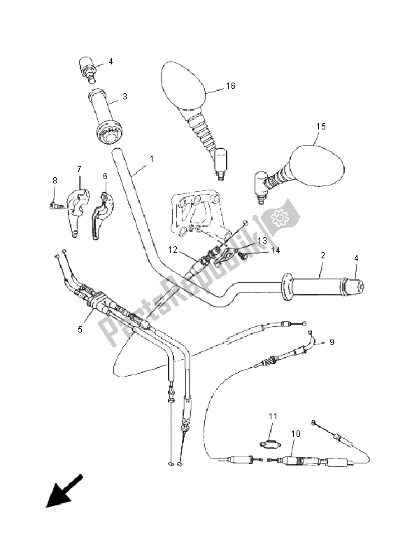 All parts for the Steering Handle & Cable of the Yamaha TDM 850 2001