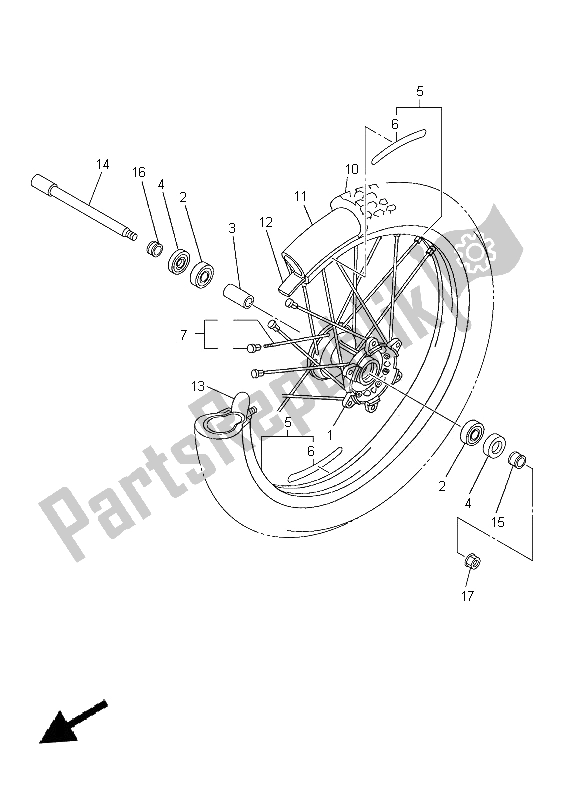 Toutes les pièces pour le Roue Avant du Yamaha YZ 250F 2014