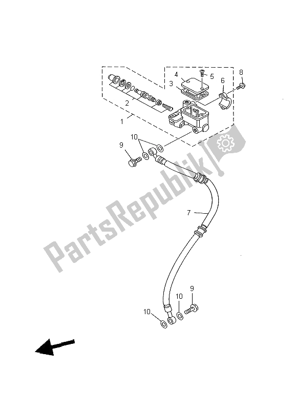 All parts for the Front Master Cylinder of the Yamaha TDR 125 2002