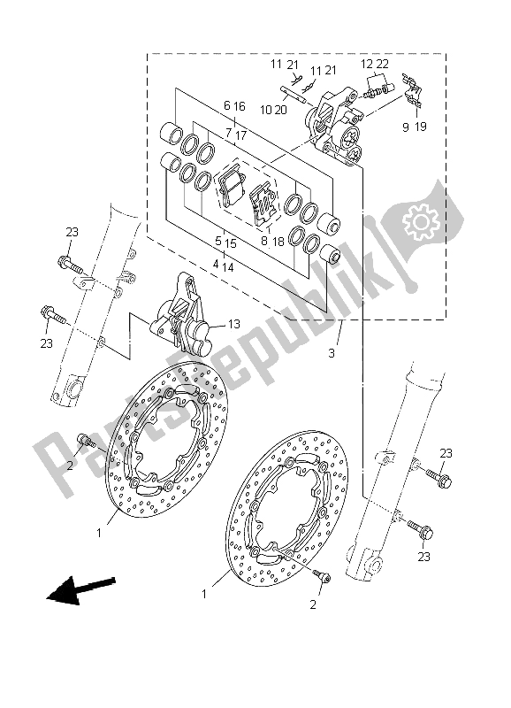 All parts for the Front Brake Caliper of the Yamaha TDM 900 2009