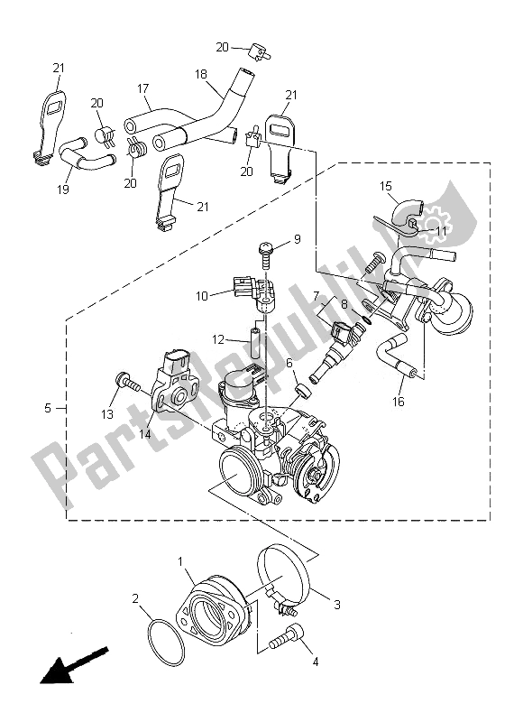 All parts for the Intake 2 of the Yamaha SR 400 2014