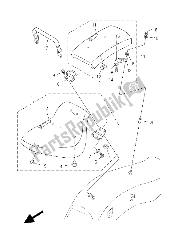 Toutes les pièces pour le Siège du Yamaha XVS 650 Dragstar 1997