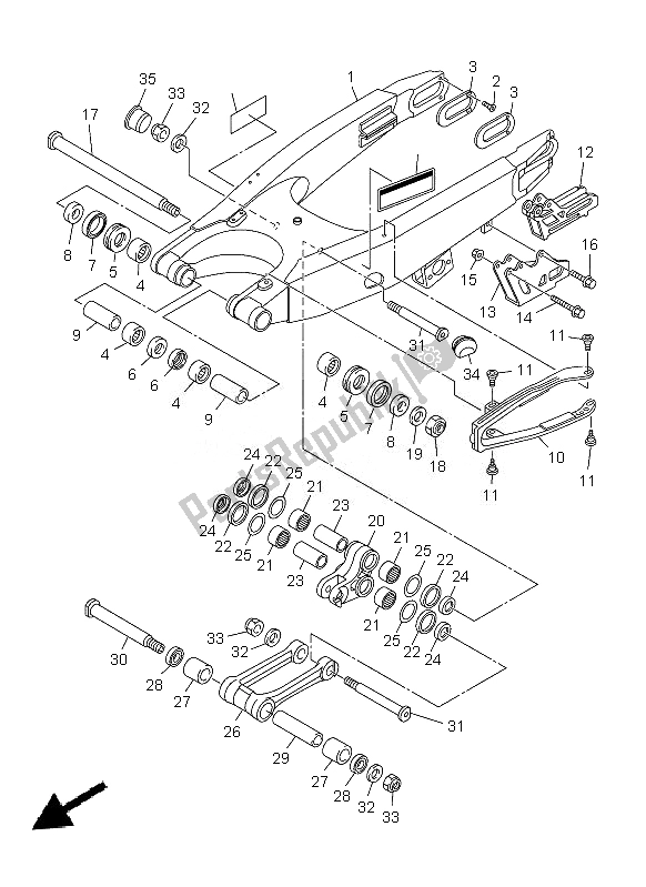 All parts for the Rear Arm of the Yamaha WR 250F 2013