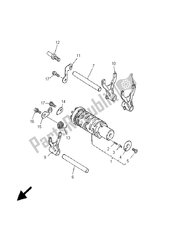 All parts for the Shift Cam & Fork of the Yamaha FZS 600S Fazer 2001