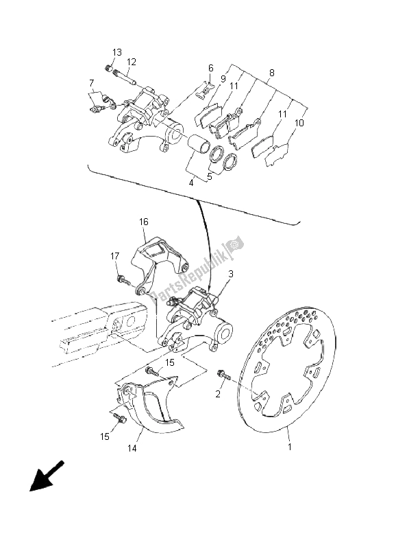 Todas las partes para Pinza De Freno Trasero de Yamaha YZ 250 2001