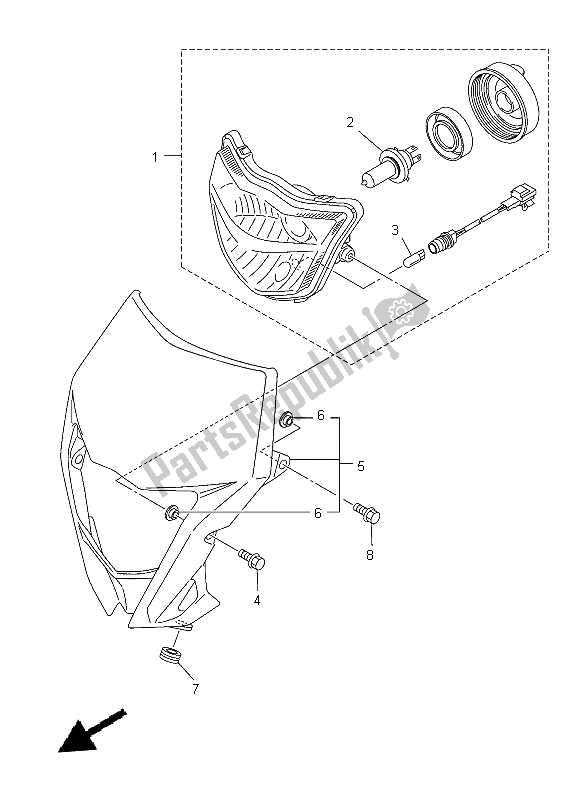 All parts for the Headlight of the Yamaha WR 450F 2015