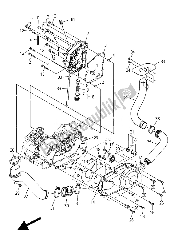 All parts for the Crankcase Cover 1 of the Yamaha YFM 300F Grizzly 2X4 2013