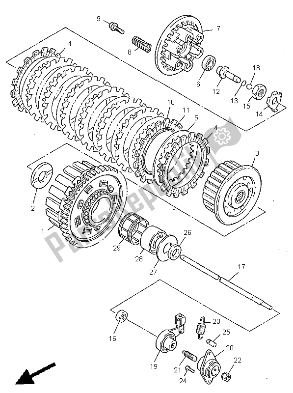 Toutes les pièces pour le Embrayage du Yamaha FZS 600 1998