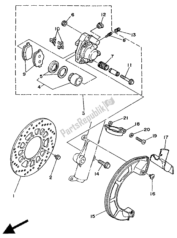 All parts for the Front Brake of the Yamaha DT 125E 1991