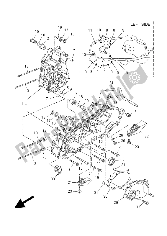 All parts for the Crankcase of the Yamaha YP 400 RA 2015