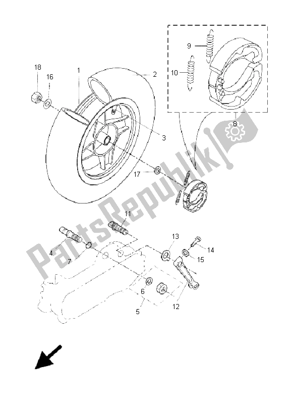 Todas as partes de Roda Traseira do Yamaha EW 50 Slider 2006