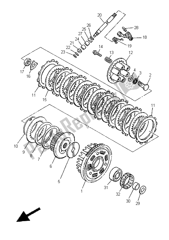 All parts for the Clutch of the Yamaha XJ 900S Diversion 1996