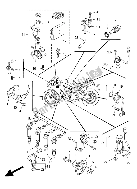 Wszystkie części do Elektryczny 1 Yamaha YZF R1 1000 2012