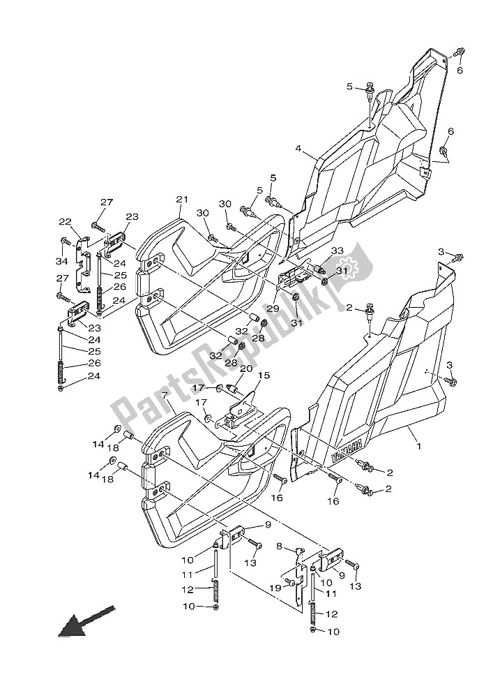 All parts for the Side Cover of the Yamaha YXE 700 ES 2016