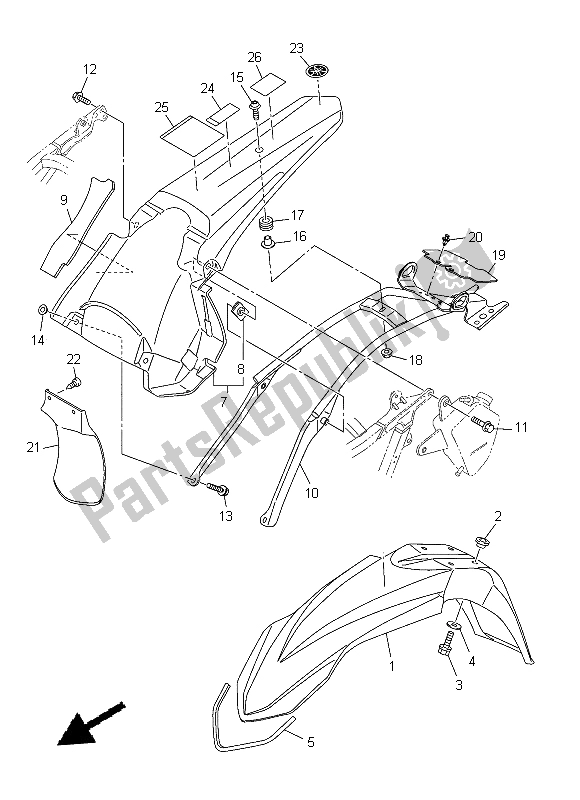 All parts for the Fender of the Yamaha WR 450F 2015