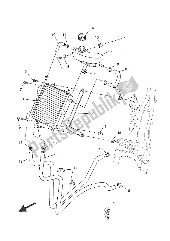 All parts for the Radiator & Hose of the Yamaha NS 50N 2016