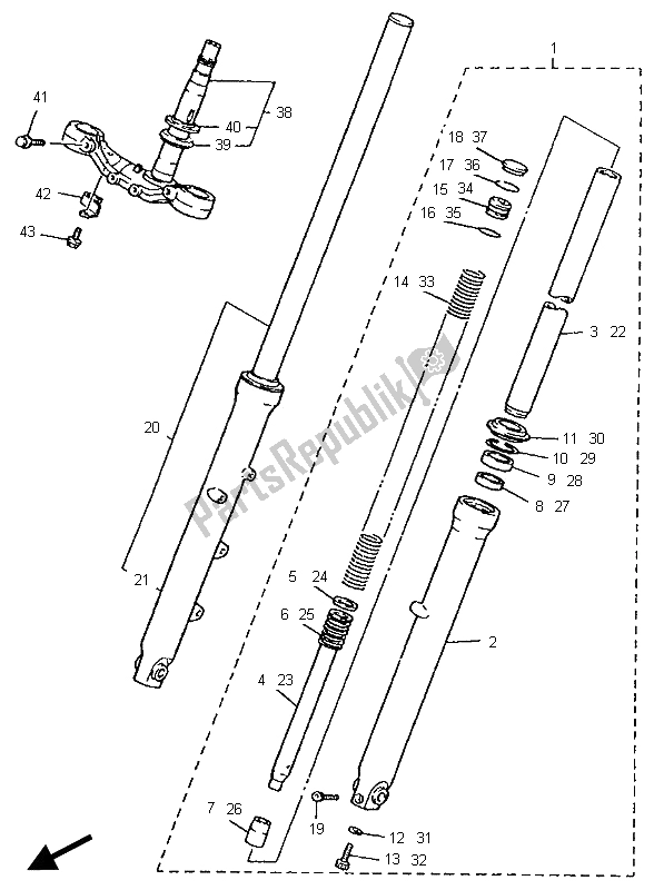 Toutes les pièces pour le Fourche Avant du Yamaha XV 535 S Virago 1996