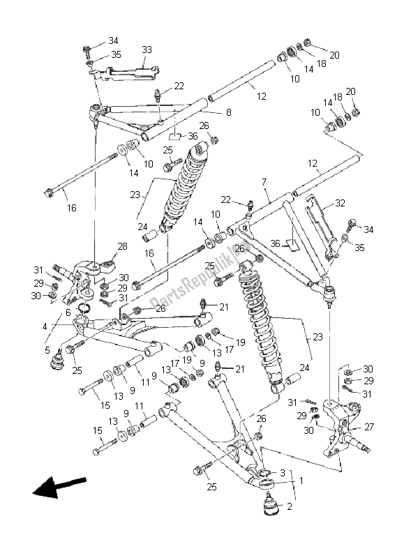 Toutes les pièces pour le Suspension Avant Et Roue du Yamaha YFM 660R 2005