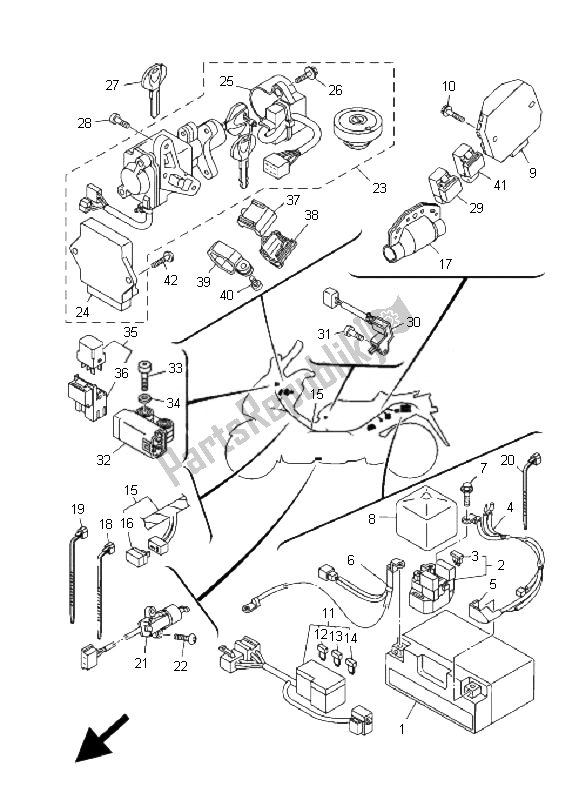 Wszystkie części do Elektryczny 1 Yamaha XP 500A T MAX 2007