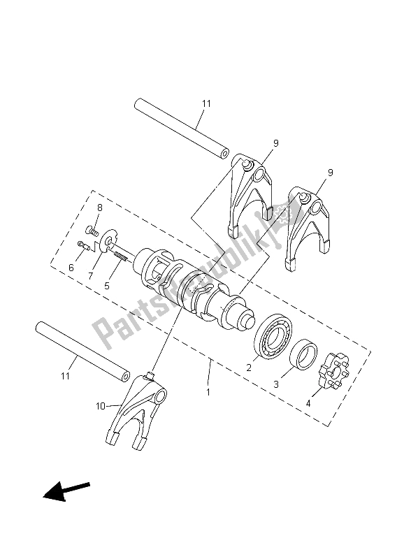 Toutes les pièces pour le Came Et Fourchette De Changement De Vitesse du Yamaha XV 1900A Midnight Star 2006