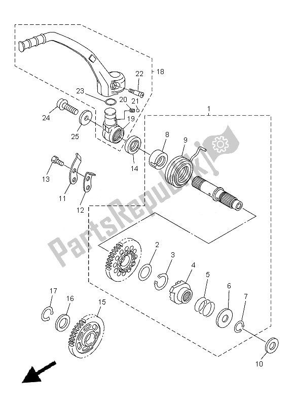 All parts for the Starter of the Yamaha YZ 450F 2013