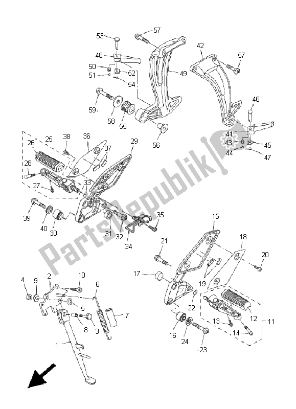 Toutes les pièces pour le Support Et Repose-pieds du Yamaha FZ1 NA Fazer 1000 2011