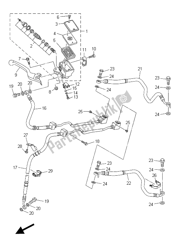 All parts for the Front Master Cylinder of the Yamaha XVS 950 CR 2015