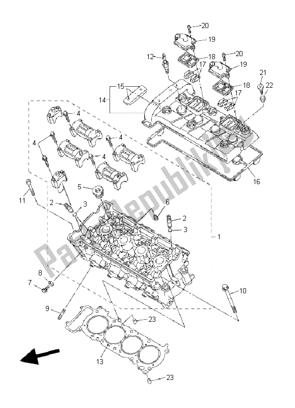 All parts for the Cylinder of the Yamaha FZ6 SS Fazer 600 2006