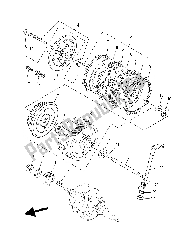 Todas as partes de Embreagem do Yamaha YBR 125 ED 2009