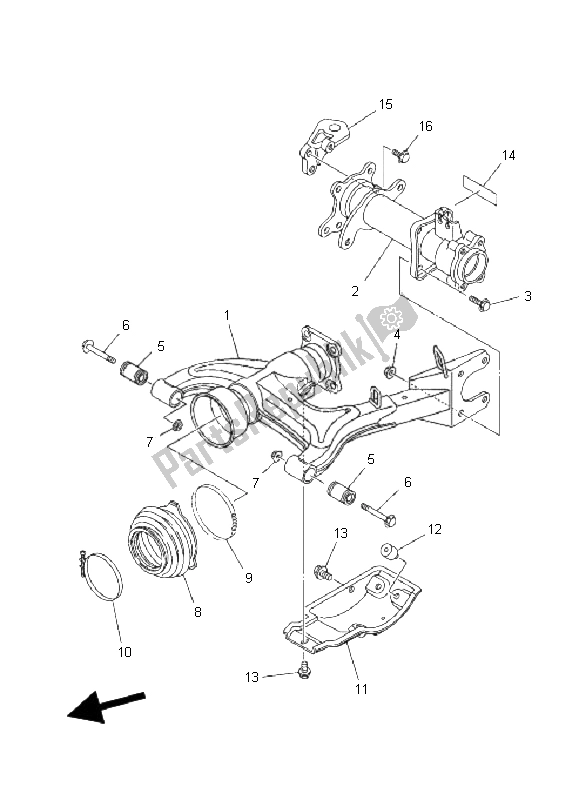 Toutes les pièces pour le Bras Arrière du Yamaha YFM 350 Grizzly 2X4 2008