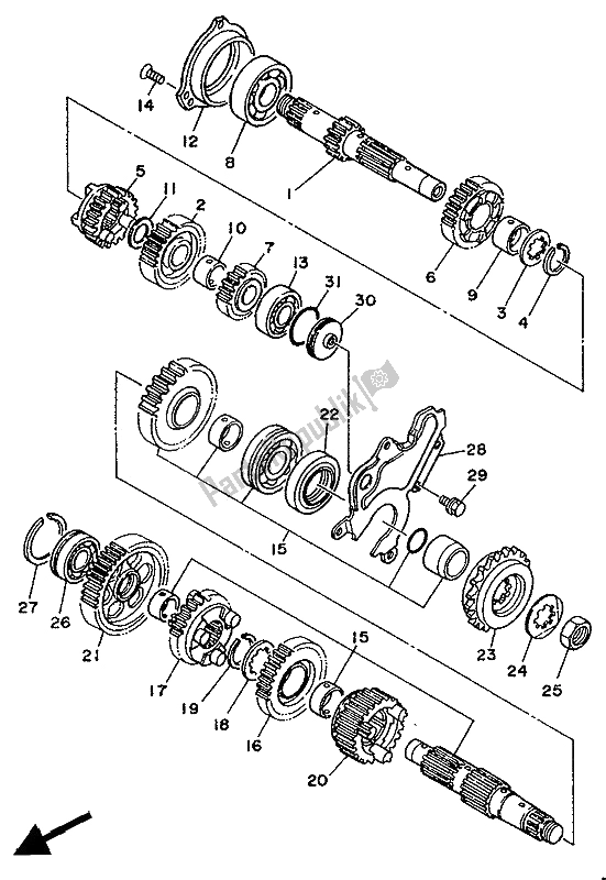 All parts for the Transmission of the Yamaha TDM 850 1992