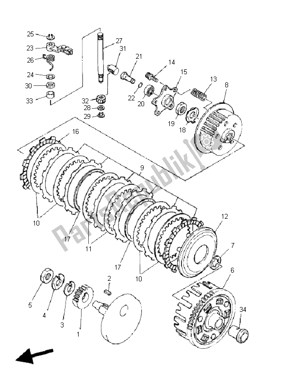 All parts for the Clutch of the Yamaha YFM 350R 2011