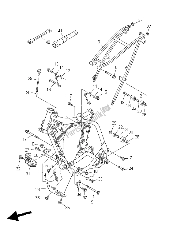 All parts for the Frame of the Yamaha YZ 250F 2002