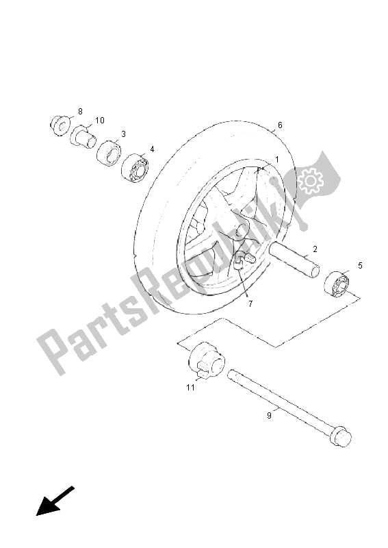 All parts for the Front Wheel of the Yamaha NXC 125E Cygnus X 2011