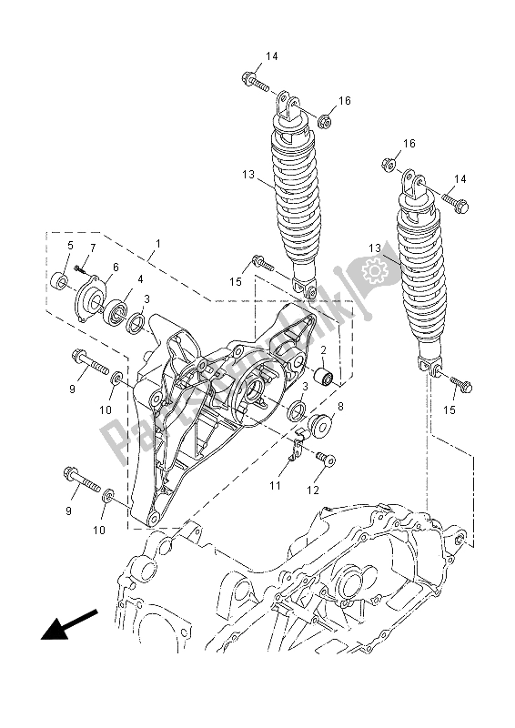 Toutes les pièces pour le Bras Arrière Et Suspension du Yamaha YP 400 RA 2014