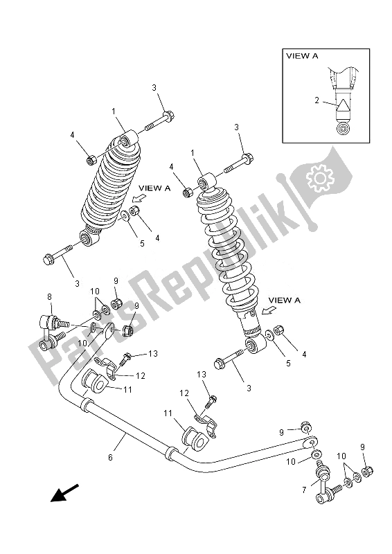 Todas las partes para Suspensión Trasera de Yamaha YFM 700 GPD Grizzly 4X4 2013