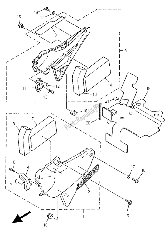 Tutte le parti per il Coperchio Laterale del Yamaha XJR 1200 1997