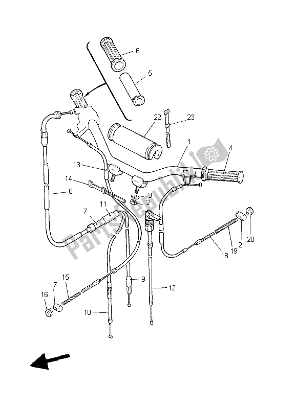 All parts for the Steering Handle & Cable of the Yamaha PW 50 2009