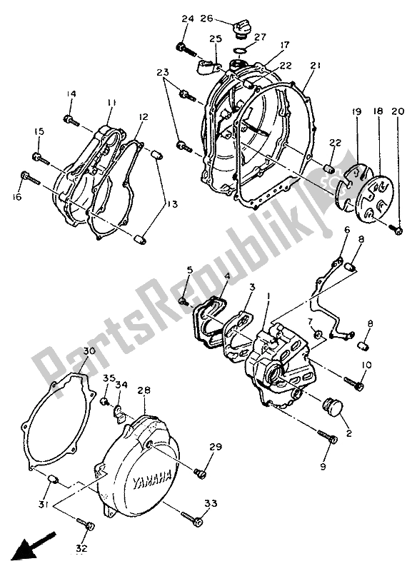 Toutes les pièces pour le Couvercle De Carter 1 du Yamaha FZR 400 RR 1992