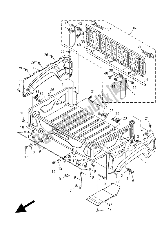 All parts for the Carrier of the Yamaha YXM 700E 2014