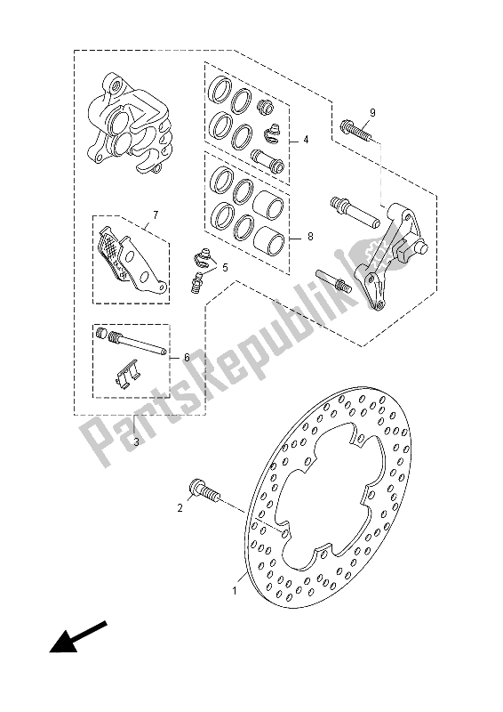 All parts for the Front Brake Caliper of the Yamaha YP 125 RA X MAX Business 2012