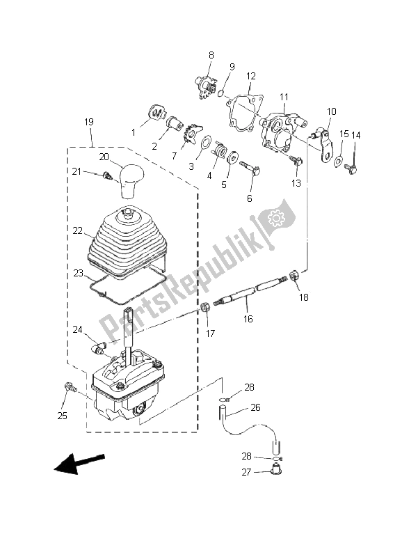 Alle onderdelen voor de Schakelas van de Yamaha YFM 400 FW Kodiak Manual 2002