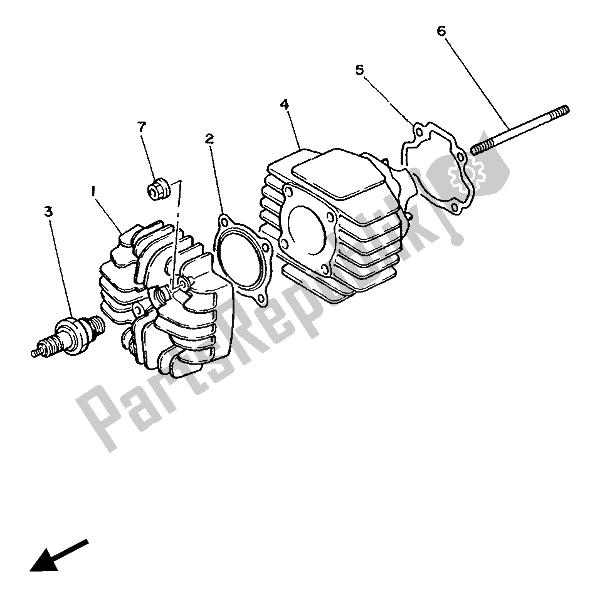 Tutte le parti per il Cilindro del Yamaha PW 50 1988