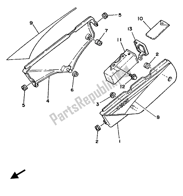 Todas las partes para Cubierta Lateral de Yamaha XT 350 1992