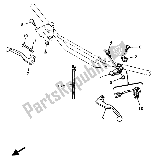 All parts for the Handle Switch & Lever of the Yamaha YZF 250 LC 1994