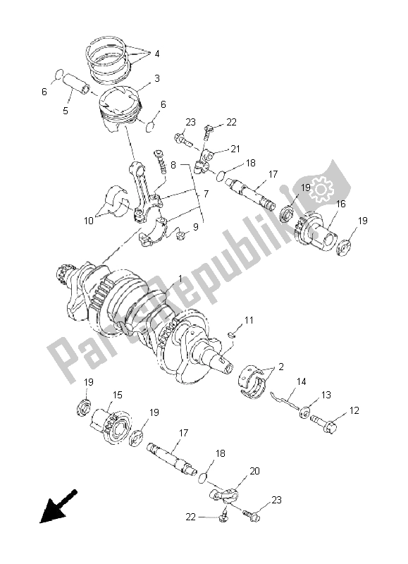 All parts for the Crankshaft & Piston of the Yamaha FJR 1300 AS 2008