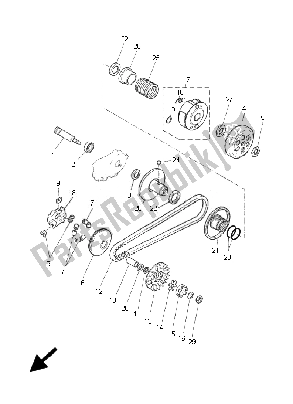 All parts for the Clutch of the Yamaha YQ 50R Aerox 2007